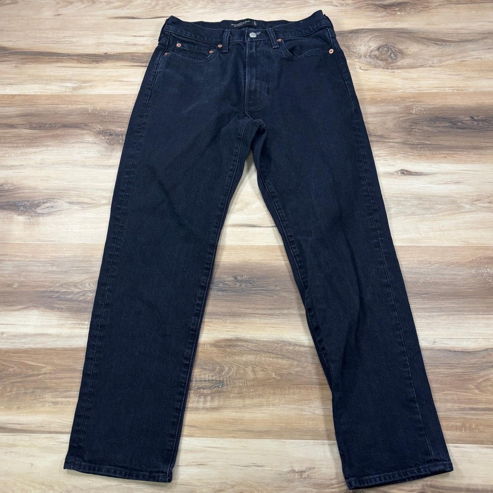 Abercrombie & Fitch Straight Jeans Men 31x30 Vintage Stretch Denim Black Classic